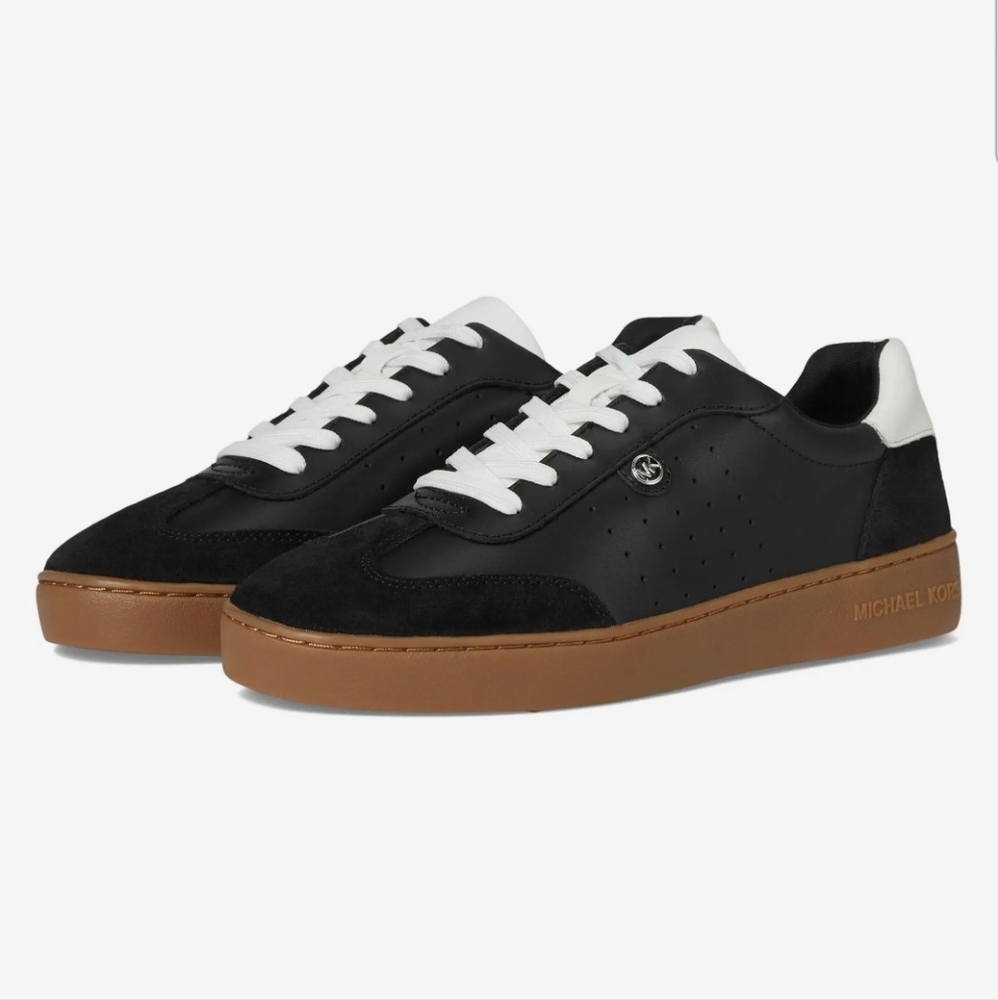 Michael Kors Black & White Scotty Leather Sneakers